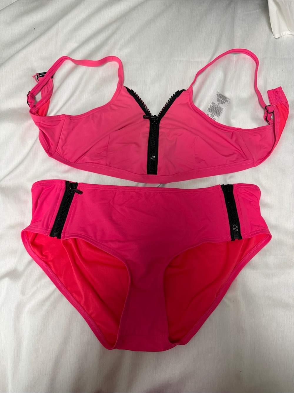 Michael Kors Hot Pink Two-Piece Swim Bikini with Black Trim